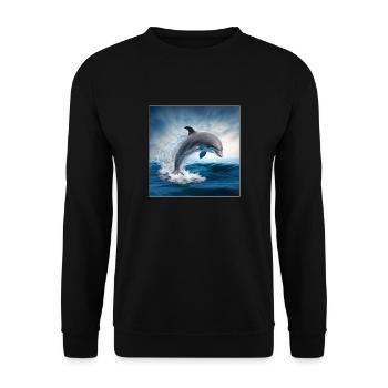 FOX0610 dolphin - Unisex Pullover - Schwarz - Vorne - Alina (178cm) & Michal (187cm)