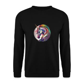 Regenbogen Einhorn - Unisex Pullover - Schwarz - Vorne - Alina (178cm) & Michal (187cm)