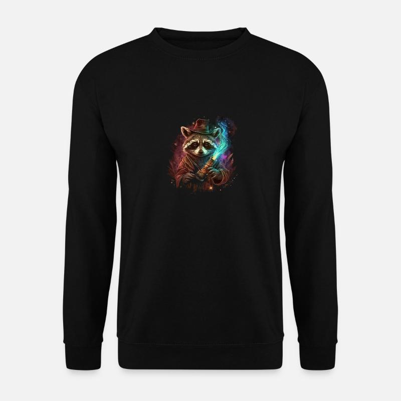 Fantasy-Zauberer Waschbär - Unisex Pullover - Schwarz