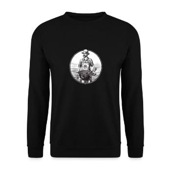 Mann am Grill - Unisex Pullover - Schwarz - Vorne - Alina (178cm) & Michal (187cm)