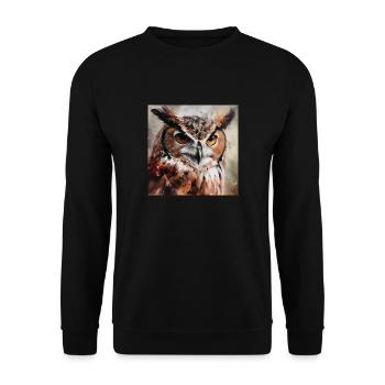 Eule - Unisex Pullover - Schwarz - Vorne - Alina (178cm) & Michal (187cm)