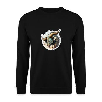 Stier Büffel - Unisex Pullover - Schwarz - Vorne - Alina (178cm) & Michal (187cm)
