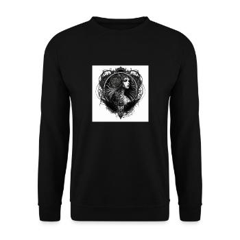 Femme fatale style tatouage - Sweat-shirt Unisexe - noir - Devant - Alina (178cm) & Michal (187cm)