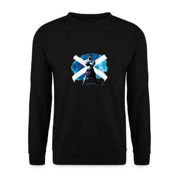 Schottland Flagge Highlander im Schottenrock - Unisex Pullover - Schwarz - Vorne - Alina (178cm) & Michal (187cm)