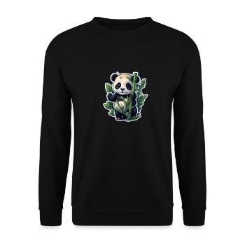 Cute Panda with Bamboo - Unisex Pullover - Schwarz - Vorne - Alina (178cm) & Michal (187cm)