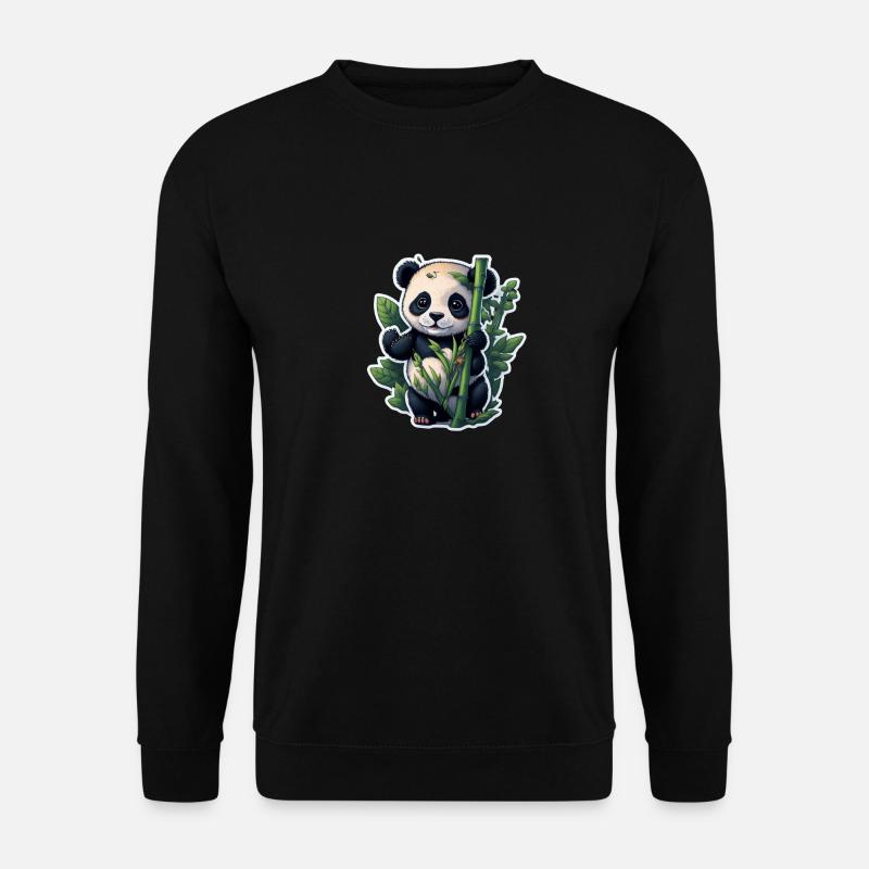 Cute Panda with Bamboo - Unisex Pullover - Schwarz
