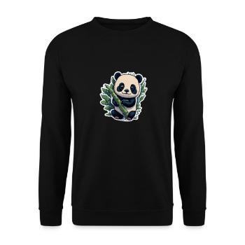 Cute Panda with Bamboo - Unisex Pullover - Schwarz - Vorne - Alina (178cm) & Michal (187cm)