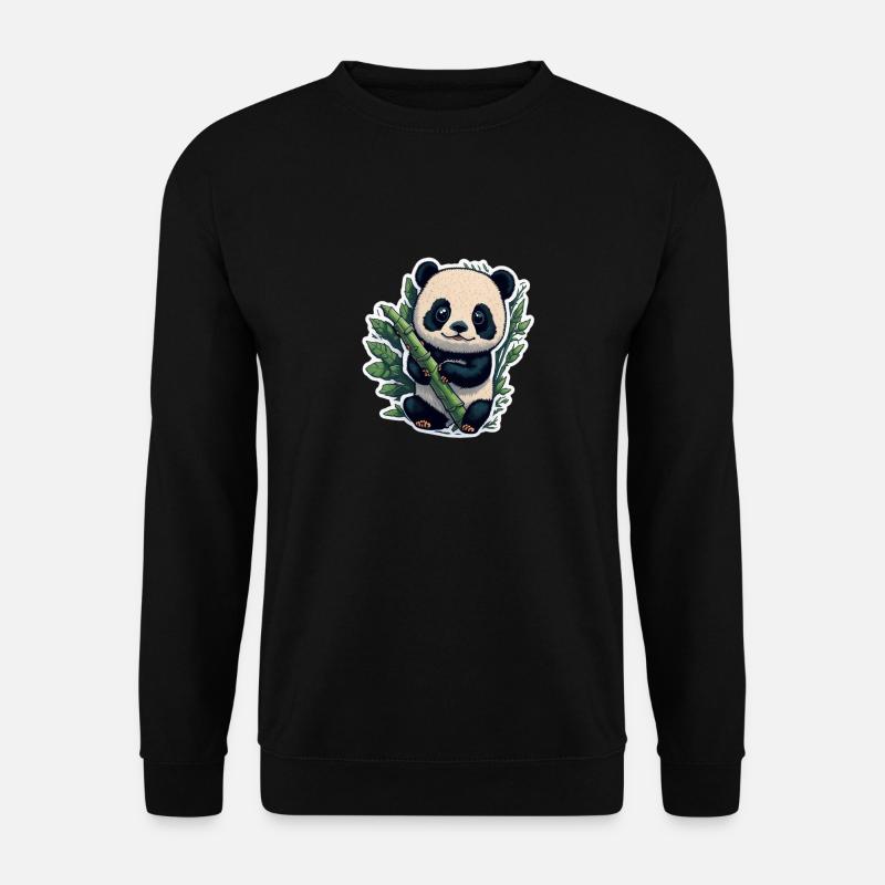 Panda mignon avec bambou - Sweat-shirt Unisexe - noir