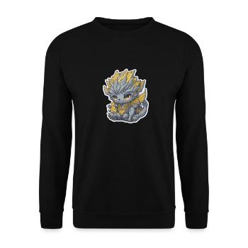 Süßer Goldener Baby Drache - Unisex Pullover - Schwarz - Vorne - Alina (178cm) & Michal (187cm)