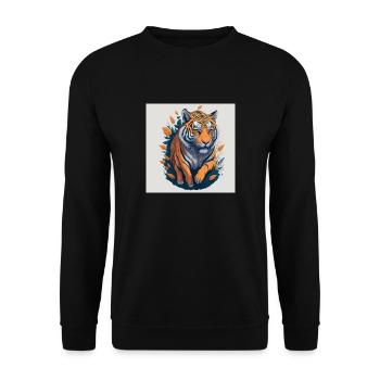Laufender Tiger - Unisex Pullover - Schwarz - Vorne - Alina (178cm) & Michal (187cm)