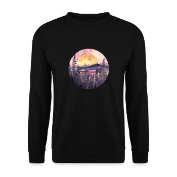 Sonnenuntergang & Lavendel – Farben der Ruhe - Unisex Pullover - Schwarz - Vorne - Alina (178cm) & Michal (187cm)