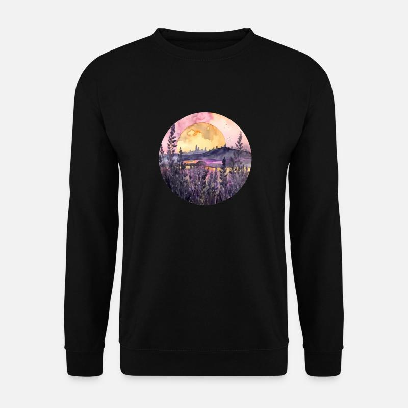 Coucher de soleil et lavande – Couleurs de la tranquillité - Sweat-shirt Unisexe - noir