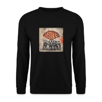 Pizza Graffiti Banksy - Urban Art T-Shirt Design - Unisex Sweatshirt - black - Front - Alina (178cm) & Michal (187cm)