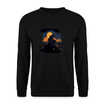 Ninja bei Nacht auf dem Dach #1 - Unisex Pullover - Schwarz - Vorne - Alina (178cm) & Michal (187cm)