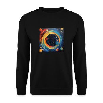 Circular Abstraction of the Solar System - Unisex Sweatshirt - black - Front - Alina (178cm) & Michal (187cm)