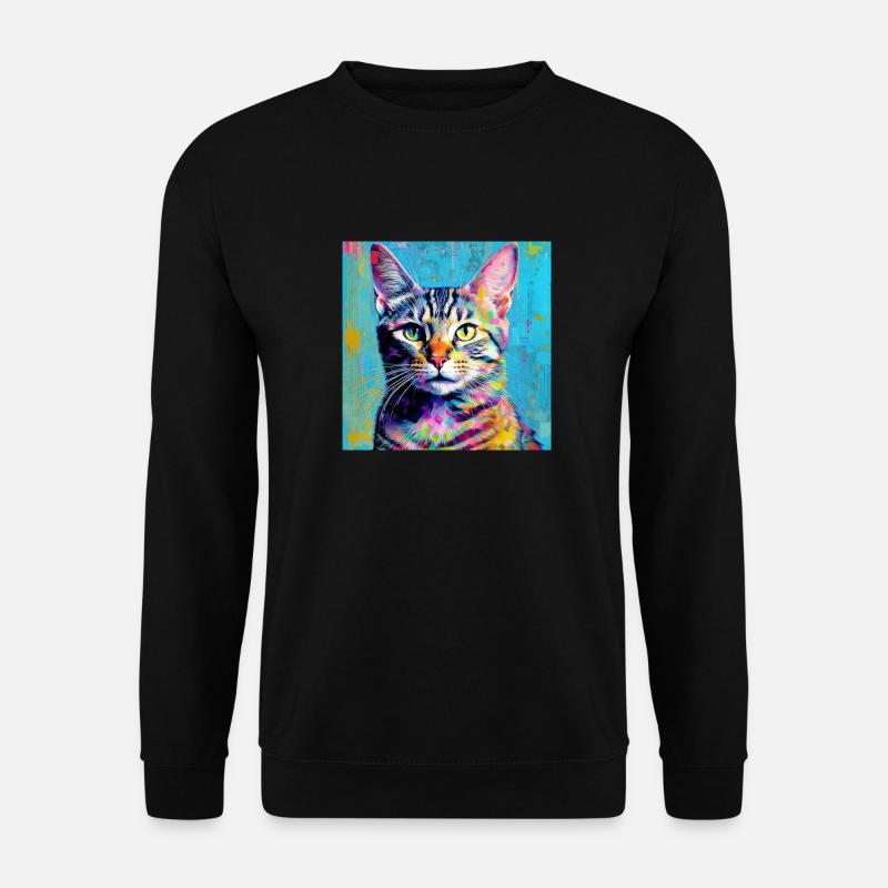 bunte Katze - Unisex Pullover - Schwarz