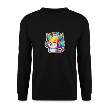Rainbow Cat - Unisex Pullover - Schwarz - Vorne - Alina (178cm) & Michal (187cm)