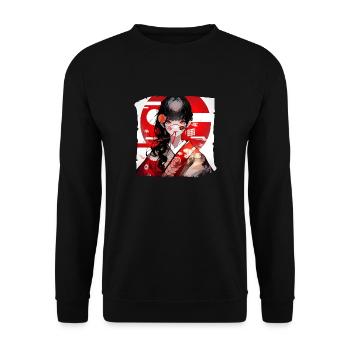 Japanisches Mädchen Rot Weiß - Unisex Pullover - Schwarz - Vorne - Alina (178cm) & Michal (187cm)