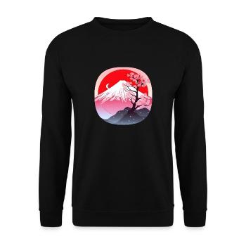Japan Fuji - Unisex Pullover - Schwarz - Vorne - Alina (178cm) & Michal (187cm)