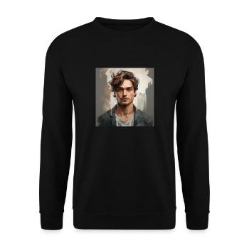 Vintage Man Look - Unisex Pullover - Schwarz - Vorne - Alina (178cm) & Michal (187cm)