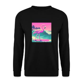 Surfing Flamingo Miami - Unisex Sweatshirt - black - Front - Alina (178cm) & Michal (187cm)