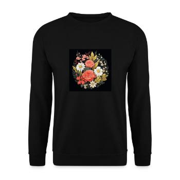 Botanical Circle Stylish Design for a TShirt - Unisex Pullover - Schwarz - Vorne - Alina (178cm) & Michal (187cm)