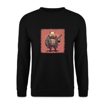 animal lover grunter bbq smoker cannabis gift bday - Unisex Sweatshirt - black - Front - Alina (178cm) & Michal (187cm)