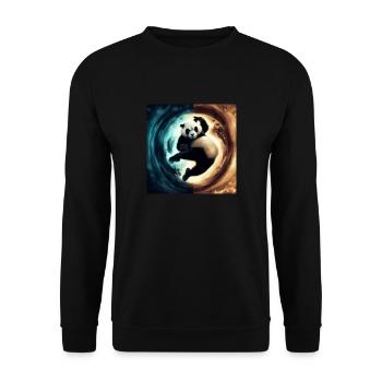 Kung Fu Ying Yang Panda - Unisex Pullover - Schwarz - Vorne - Alina (178cm) & Michal (187cm)