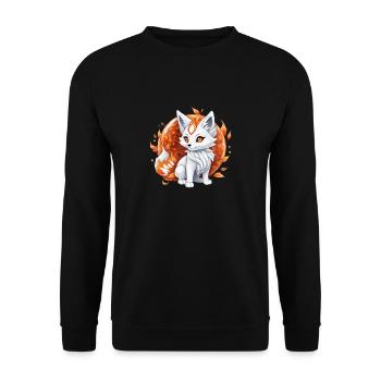 Kawaii Kitsune - Unisex Pullover - Schwarz - Vorne - Alina (178cm) & Michal (187cm)