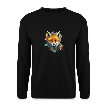 Fuchs gezeichnet - Unisex Pullover - Schwarz - Vorne - Alina (178cm) & Michal (187cm)