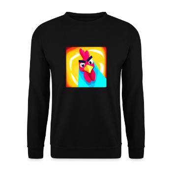 "Majesté Bleue: Le Coq Courageux - Sweat-shirt Unisexe - noir - Devant - Alina (178cm) & Michal (187cm)