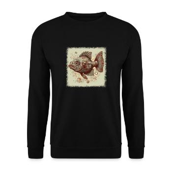 fish hook axolotls fishing love fish head - Unisex Pullover - Schwarz - Vorne - Alina (178cm) & Michal (187cm)