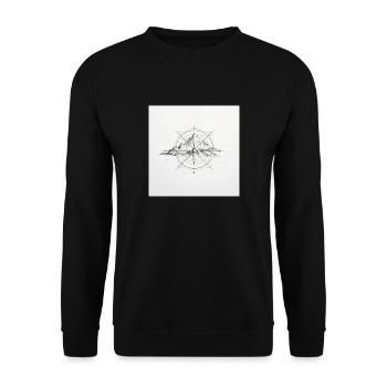 one line drawing Kompass - Unisex Pullover - Schwarz - Vorne - Alina (178cm) & Michal (187cm)