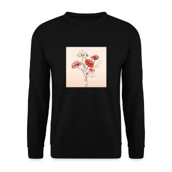 one line art flowers in hand - Unisex Pullover - Schwarz - Vorne - Alina (178cm) & Michal (187cm)