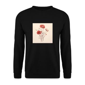 one line art flowers in hand - Unisex Pullover - Schwarz - Vorne - Alina (178cm) & Michal (187cm)