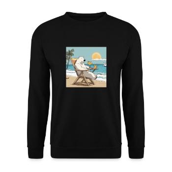 Eisbär bei Sonnenuntergang - Unisex Pullover - Schwarz - Vorne - Alina (178cm) & Michal (187cm)