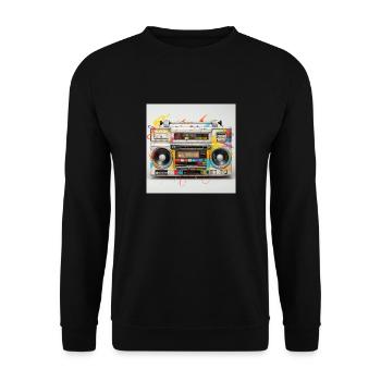 Old school Radio 90s with Graffiti - Unisex Pullover - Schwarz - Vorne - Alina (178cm) & Michal (187cm)