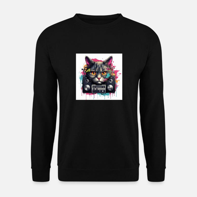 Music Cat - Unisex Pullover - Schwarz