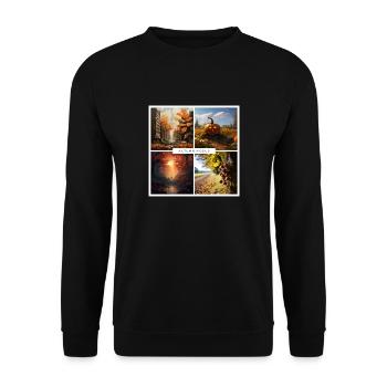 Herbst, Kürbis, Laub, bunt, T-Shirt - Unisex Pullover - Schwarz - Vorne - Alina (178cm) & Michal (187cm)