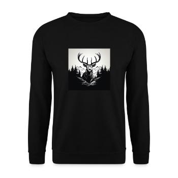 Schwarz Weiß Hirsch - Unisex Pullover - Schwarz - Vorne - Alina (178cm) & Michal (187cm)