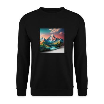 View of the mountain - Unisex Sweatshirt - black - Front - Alina (178cm) & Michal (187cm)