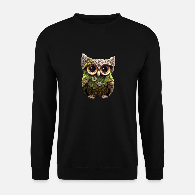 Hölzerne Eule - Unisex Pullover - Schwarz