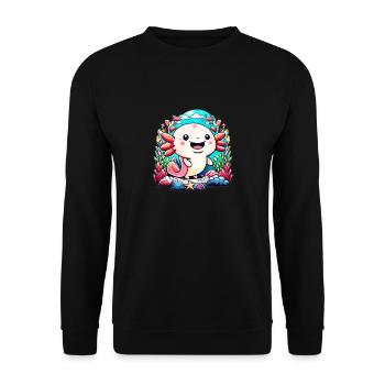 Axolotl Chibi - Unisex Sweatshirt - black - Front - Alina (178cm) & Michal (187cm)