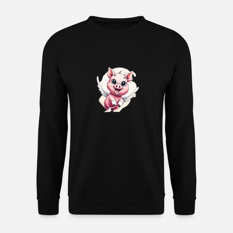 Fliegendes Schweinchen glücklich - Unisex Pullover - Schwarz