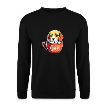 Kaffee Hund - Unisex Pullover - Schwarz - Vorne - Alina (178cm) & Michal (187cm)