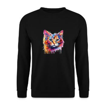 buntes Kätzchen - Unisex Pullover - Schwarz - Vorne - Alina (178cm) & Michal (187cm)
