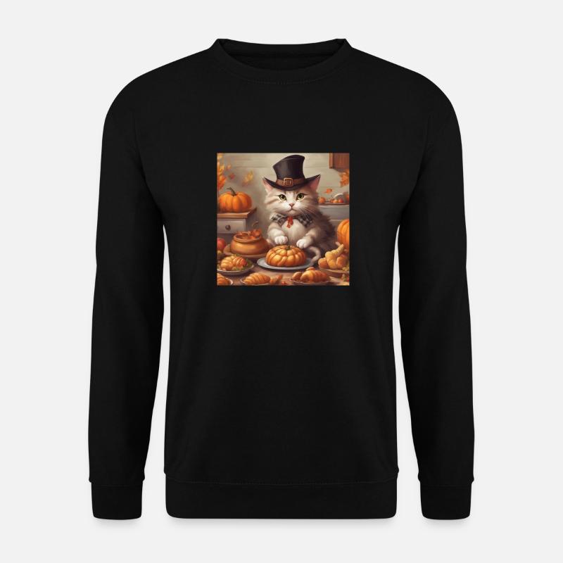 Cat Thanksgiving - Unisex Pullover - Schwarz