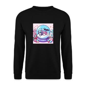 Kawaii Christmas Candy snowglobe - Unisex Sweatshirt - black - Front - Alina (178cm) & Michal (187cm)