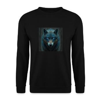 Loup bleu dans la forêt - Sweat-shirt Unisexe - noir - Devant - Alina (178cm) & Michal (187cm)