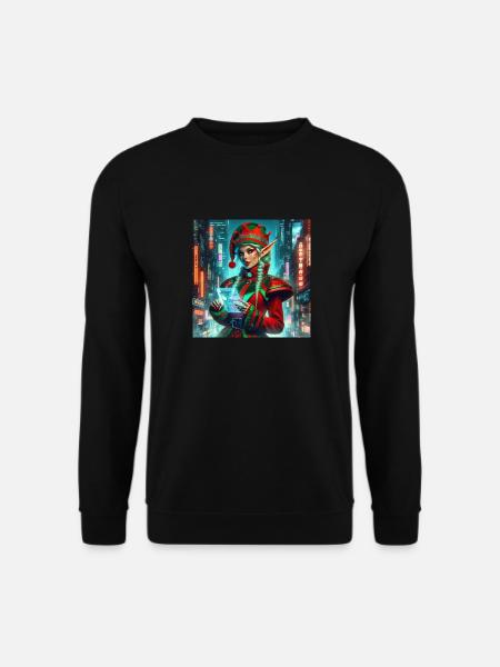 Cyberpunk Weihnachtselfe - Unisex Pullover - Schwarz